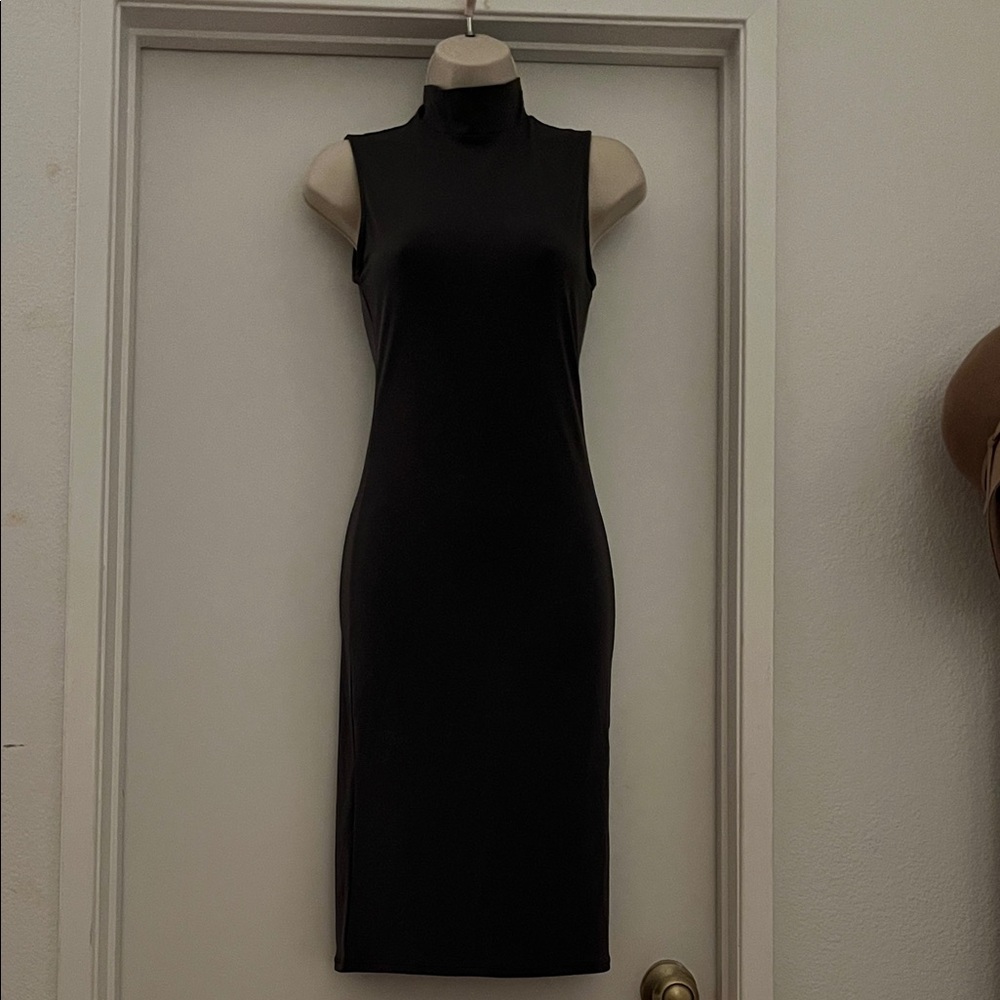 Forever 21 Olive Sleeveless Mock Neck Midi Dress